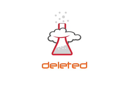 cloud around chemical flask research logo