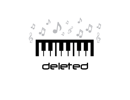 piano icon with music notes