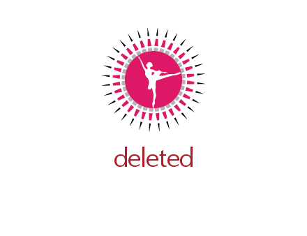 dancing ballerina in fancy pointy circle arts logo icon