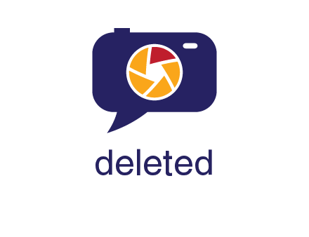 camera as speech bubble with shutter photography logo