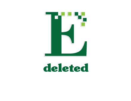 letter e incorporated with technology pixels logo