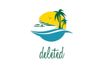 cruise ship palm trees and sun travel logo