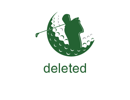 man swinging club in golf ball sports logo