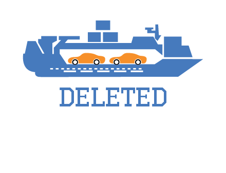 cars in ship transport logo