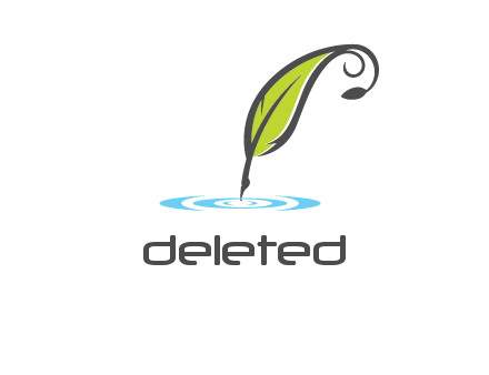 green quill poised on flat circle logo