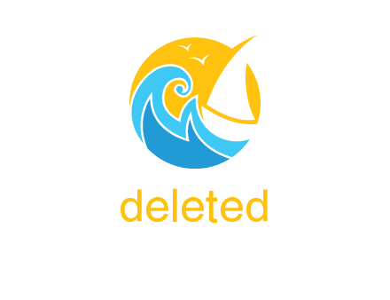 sail boat on a rough sea logo