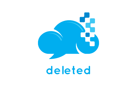 cloud forming speech bubble with technology squares connection logo