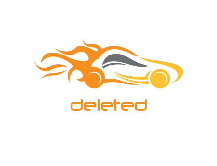 abstract car with fire flames logo